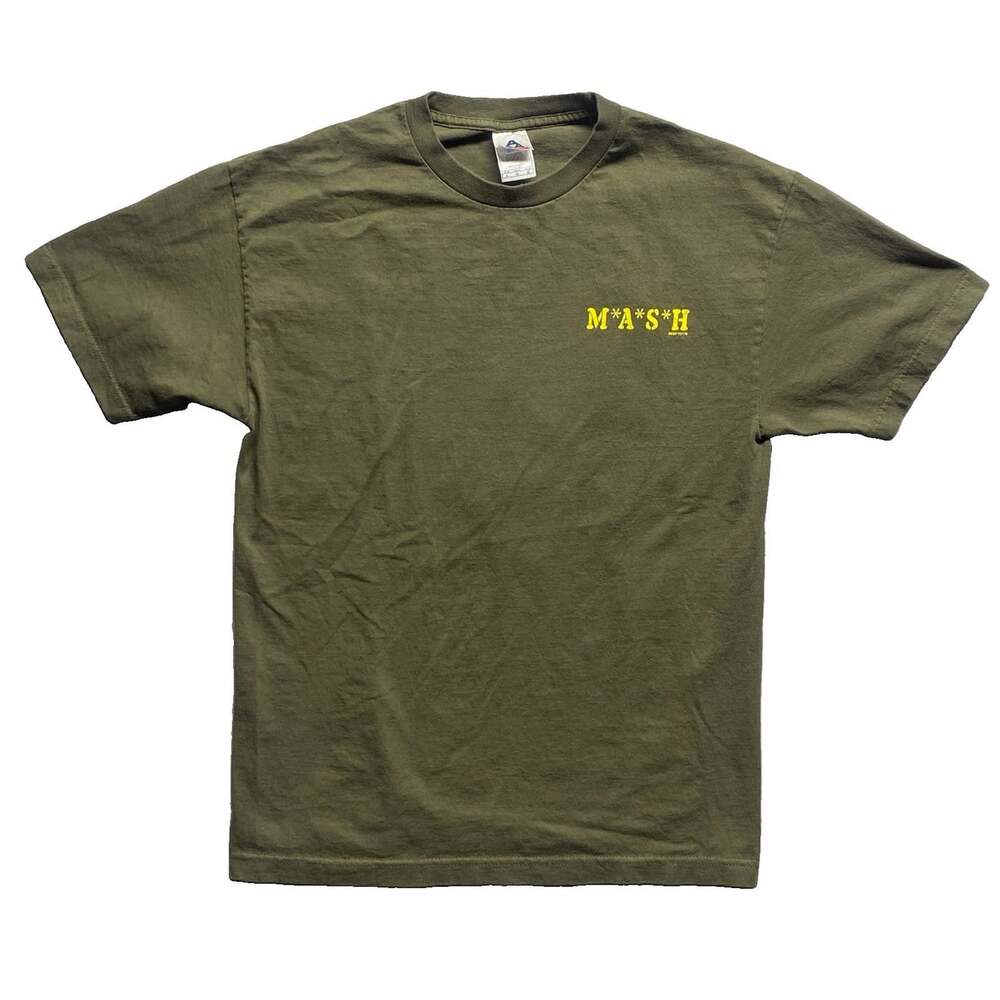 Vtg 2000s MASH Graphic Tee Large Olive Drab Military Red Cross Promo Shirt